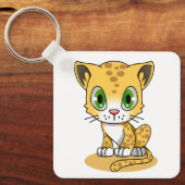 Niedlich animierter Leopard Schlüsselanhänger (Vorderseite)
