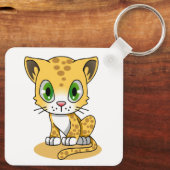 Niedlich animierter Leopard Schlüsselanhänger (Rückseite)