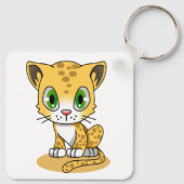 Niedlich animierter Leopard Schlüsselanhänger (Rückseite)