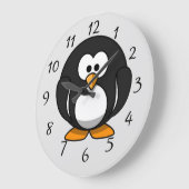 Niedlich animierter Pinguin Große Wanduhr (Winkel)