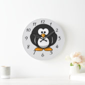 Niedlich animierter Pinguin Große Wanduhr (Zuhause)