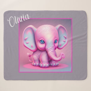 Niedlich animiertes Baby Elephant Sherpa Blanket Sherpadecke