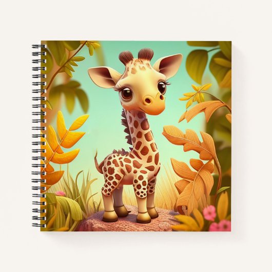 Niedlich animiertes Baby-Giraffe Notizblock (Vorderseite)