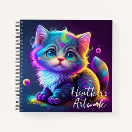 Niedlich animiertes Cat Sketchbook-Notebook Notizblock