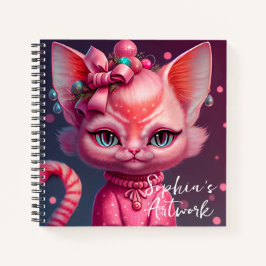 Niedlich animiertes Cat Sketchbook-Notebook Notizblock