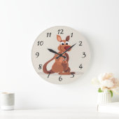 Niedlich animiertes Kangaroo mit Baby Große Wanduhr (Zuhause)