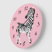 niedlich animiertes Zebra Große Wanduhr (Winkel)