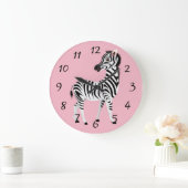 niedlich animiertes Zebra Große Wanduhr (Zuhause)