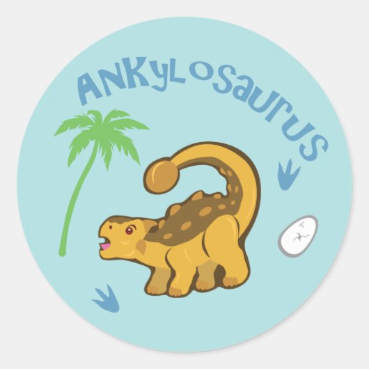 Niedlich Ankylosaurus Runder Aufkleber (Vorderseite)