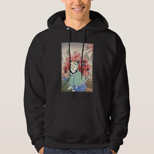 Niedlich antikes japanisches Katzenwerk Japanische Hoodie (Vorderseite)