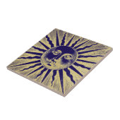 Niedlich antikes Vintages blaues Sonnenschaubild Fliese (Seite)