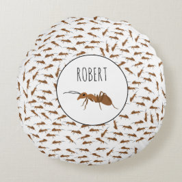 Niedlich Ants Pattern Individuelle Name Kinder Rundes Kissen