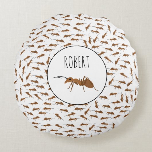 Niedlich Ants Pattern Individuelle Name Kinder Rundes Kissen (Vorderseite)