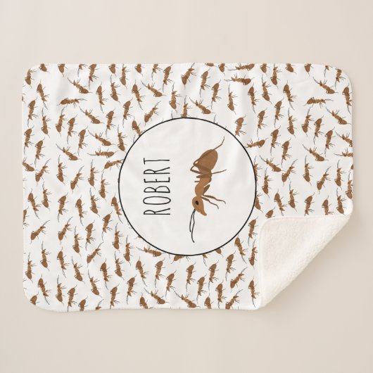 Niedlich Ants Pattern Individuelle Name Kinder Sherpadecke (Vorderseite (Horizontal))