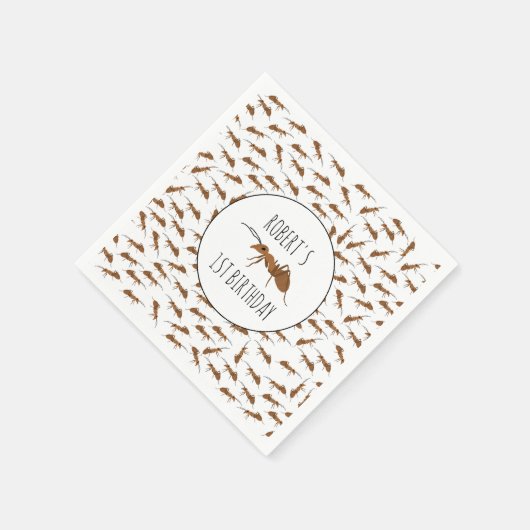 Niedlich Ants Pattern Individuelle Name Kindergebu Serviette (Ecke)