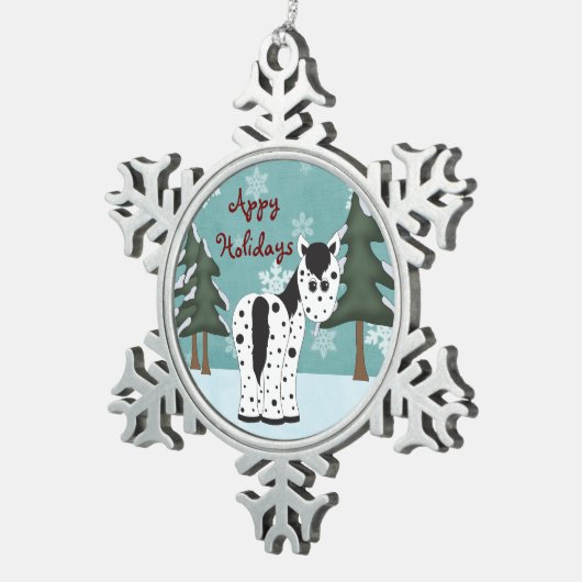 Niedlich Appetithäuser Leopard Appaloosa Pferd Schneeflocken Zinn-Ornament (Rechts)