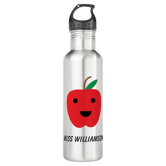 Niedlich Apple Kawaii Red Personalize Edelstahlflasche (Vorderseite)