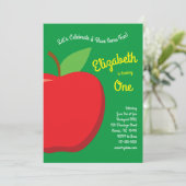 Niedlich Apple Kids 1. Geburtstag Party Frucht Einladung (Stehend Vorderseite)