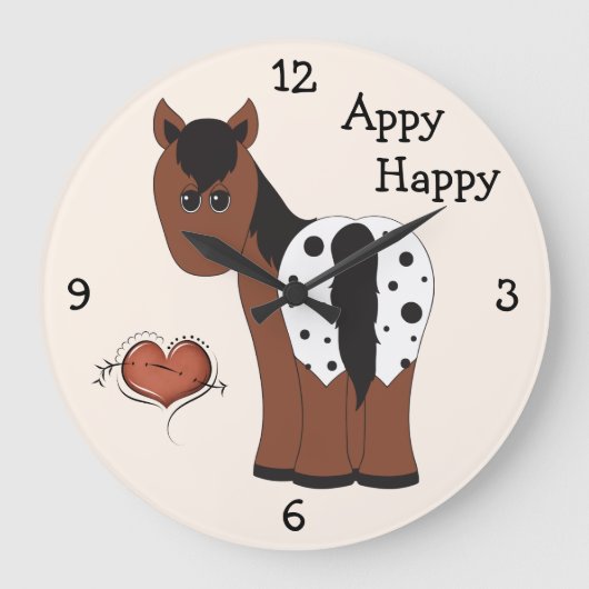 Niedlich Appy Happy Blanket Appaloosa Pferd Große Wanduhr (Vorderseite)