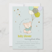 Niedlich Aqua Bearly Wait Balloon Baby Showeinladu Dankeskarte (Vorderseite)