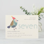 Niedlich Aqua Blue Birdie jedes Alter 7. Geburtsta Dankeskarte (Stehend Vorderseite)