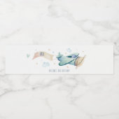 Niedlich Aqua Blue Flugzeug Cloud Heart Kindergebu Wasserflaschenetikett (Einzelnes Label)