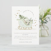 Niedlich Aqua Blue Gold Winter Schlitten Baby Dusc Dankeskarte (Stehend Vorderseite)