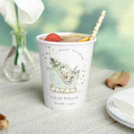 Niedlich Aqua Blue Gold Winter Schlitten Baby Dusc Pappbecher