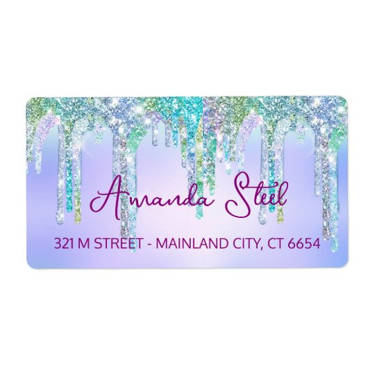 Niedlich Aqua Turquoise Unicorn Glitzer Tropfen Mo (Vorne)