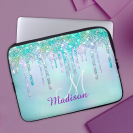 Niedlich Aqua Turquoise Unicorn Glitzer Tropfen Mo Laptopschutzhülle