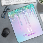 Niedlich Aqua Turquoise Unicorn Glitzer Tropfen Mo Mousepad