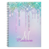 Niedlich Aqua Turquoise Unicorn Glitzer Tropfen Mo Notizblock (Vorderseite)