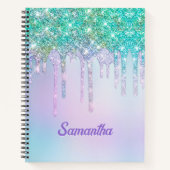 Niedlich Aqua Turquoise Unicorn Glitzer Tropfen Mo Notizblock (Vorderseite)