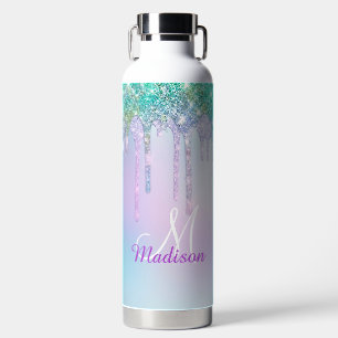 Niedlich Aqua Turquoise Unicorn Glitzer Tropfen Mo Trinkflasche