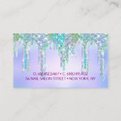 Niedlich Aqua Turquoise Unicorn Glitzer Tropfen Mo Visitenkarte (Rückseite)