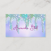 Niedlich Aqua Turquoise Unicorn Glitzer Tropfen Mo Visitenkarte (Vorderseite)