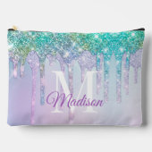 Niedlich Aqua Turquoise Unicorn Glitzer Tropfen Mo Zubehörtasche (Vorderseite)