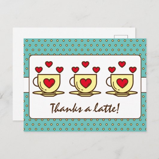 Niedlich Aquamarin Blue Danke an einen Latte-Kaffe Postkarte (Vorne/Hinten)