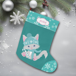 Niedlich Aquamarine Schneeflocke Kitten Großer Weihnachtsstrumpf