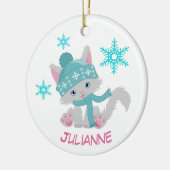 Niedlich Aquamarine Schneeflocke Kitten Keramik Ornament (Links)