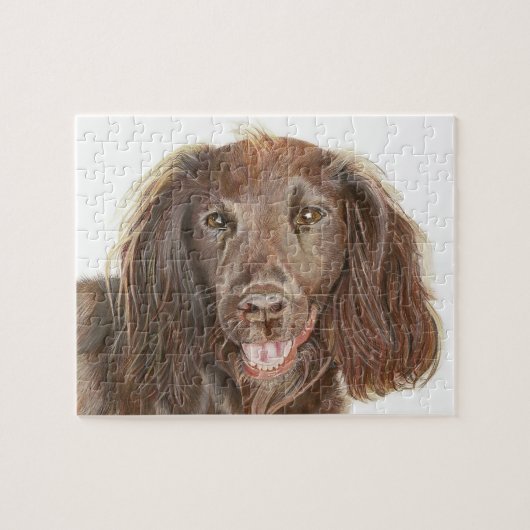 Niedlich arbeitender Cocker Spaniel Handgemalt Puzzle (Horizontal)
