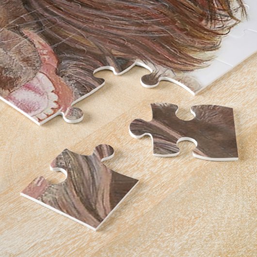 Niedlich arbeitender Cocker Spaniel Handgemalt Puzzle (Seite)