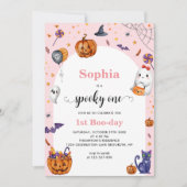 Niedlich Arch Pink Spooky Ein 1. Geburtstag Einladung (Vorderseite)