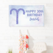 Niedlich Aries Astrologie Custom Lila Birthday Par Banner (Insitu)