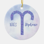Niedlich Aries Astrologie signieren Lila Weihnacht Keramik Ornament (Vorne)