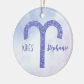 Niedlich Aries Astrologie signieren Lila Weihnacht Keramik Ornament (Links)