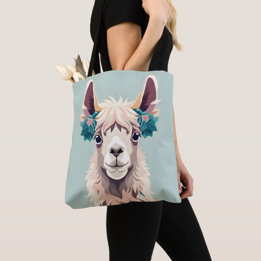 Niedlich Art Aquamarin Pastell Llama Tasche (Von Nahem)