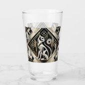 Niedlich Art Deco Katzenliebhaber Glas (Rückseite)