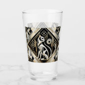 Niedlich Art Deco Katzenliebhaber Glas (Vorderseite)
