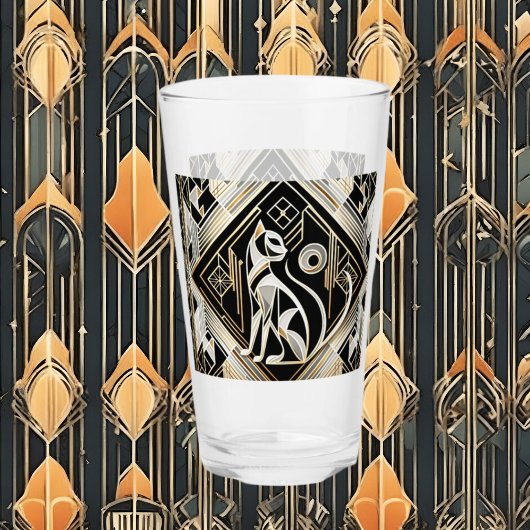 Niedlich Art Deco Katzenliebhaber Glas